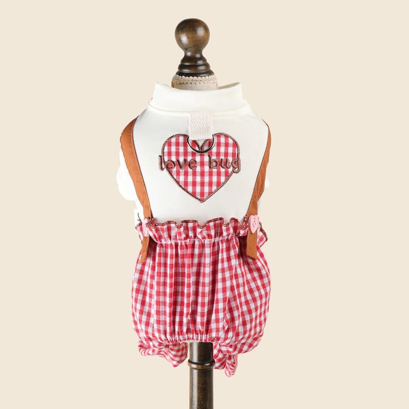 Pet Circle Plaid Outfit With Leash Clip Dogs Cats - Valentine Love Couple Style