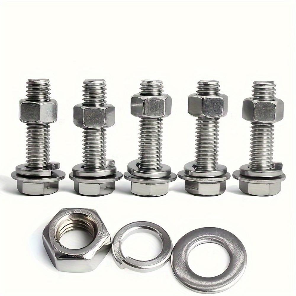 560-piece stainless steel hex bolt, nut, spring, and washer set, M3, M4, M5, and M6, lengths ranging from 10mm to 40mm.