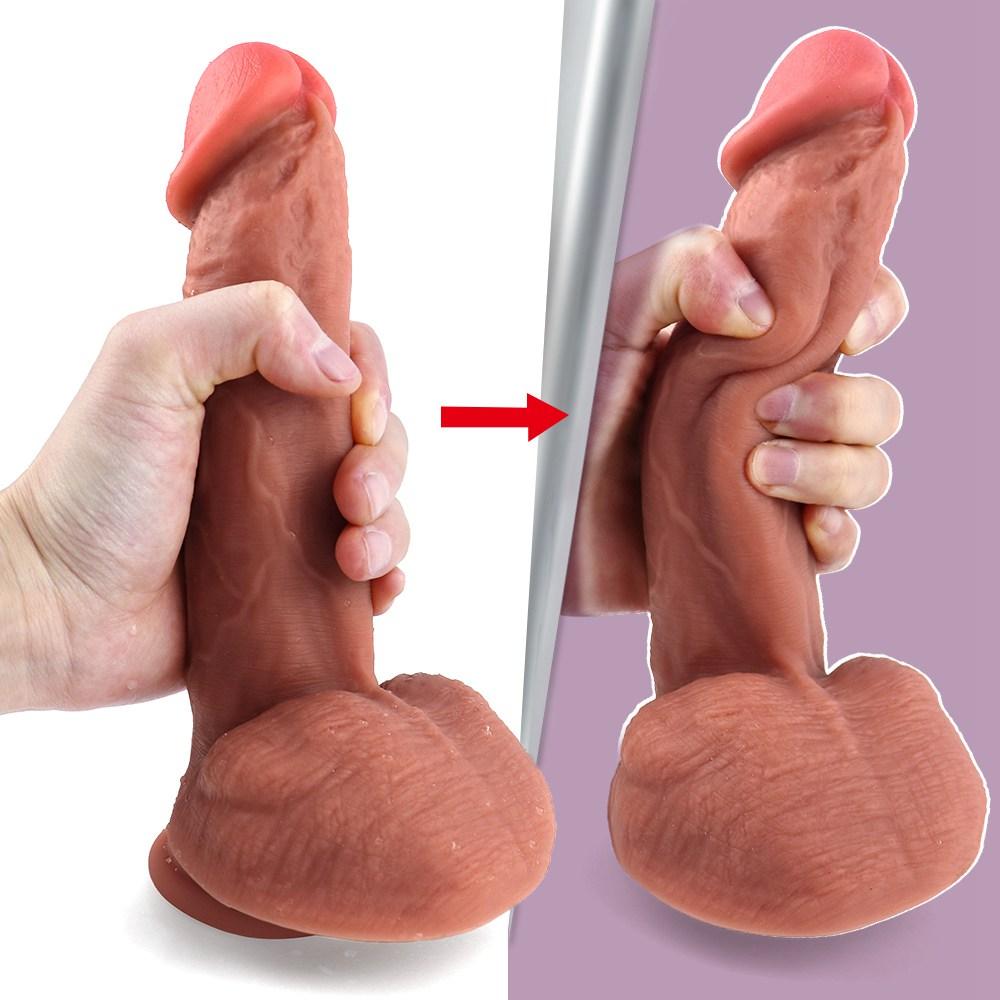 Senzație de piele Dildo mare realist Penis flexibil penis cu ventuză Dildo din silicon pentru masturbare feminină cu curele pentru femei