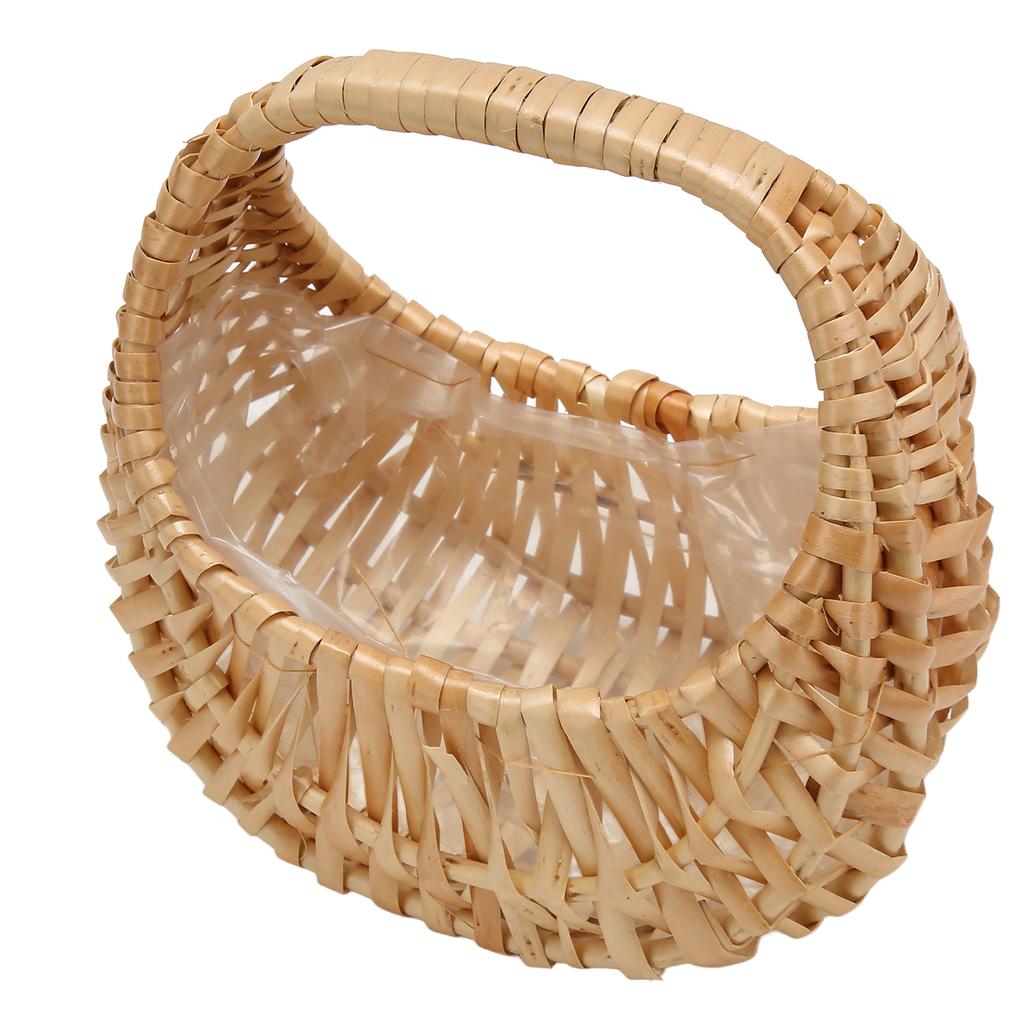 Woven Flower Hand Basket Rattan Woven Handheld Flower Arrangement Basket for Wedding Birthday Party