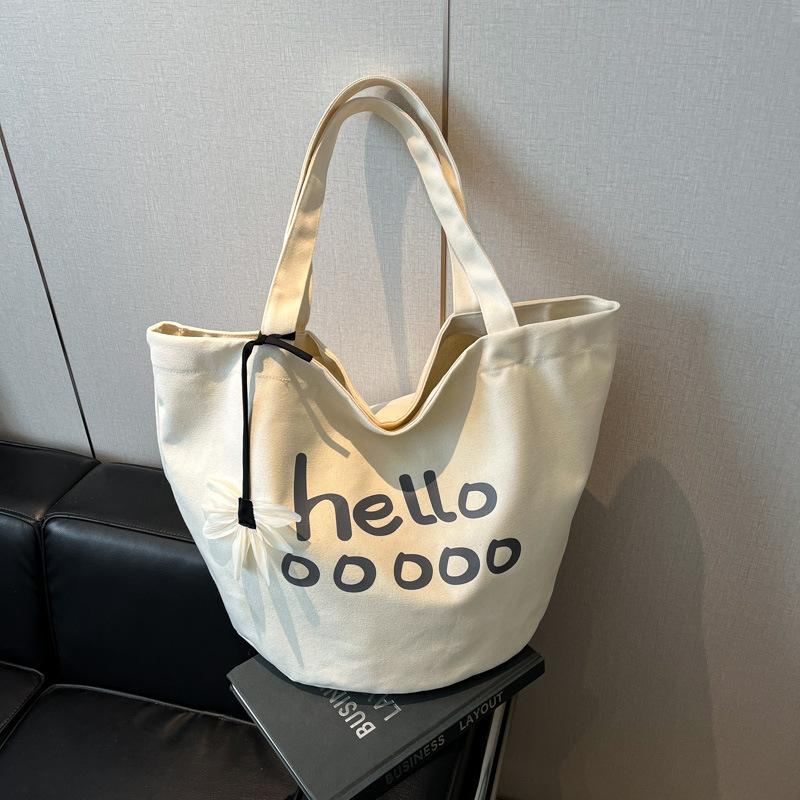 Casual Large-capacity Canvas Bag Women's New Simple Student Class Shoulder Commuter Tote Bag