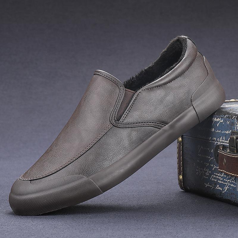 Flash step men's shoes cotton shoes men's casual leather shoes Korean version trend low-top board shoes autumn and winter shoes 9101 9153