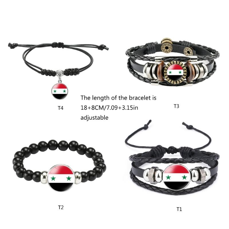 Handcrafted Black Syrian Flag Bracelet Showcasing Unique Craftsmanship and Cultural Identity for Fashion Enthusiasts