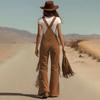 Cargo Jumpsuit Sleeveless Wide Leg Cargo Jumpsuit Adjustable Straps Front Button Closure Edge Details