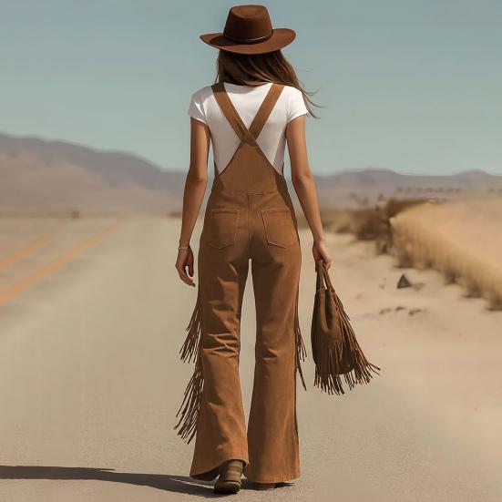 Cargo Jumpsuit Sleeveless Wide Leg Cargo Jumpsuit Adjustable Straps Front Button Closure Edge Details