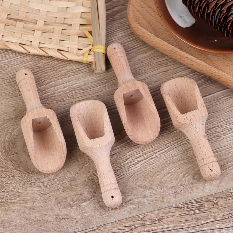4Pcs Wooden Coffee Tea Scoops Mini Candy Bath Salt Spices Flavors Spoons