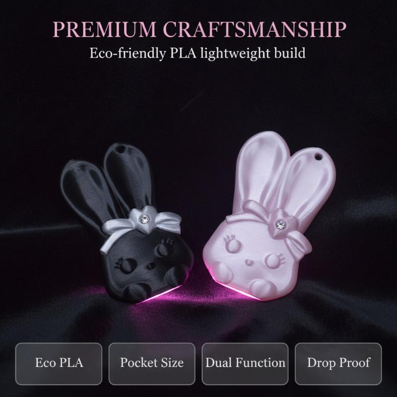 3D Printed Rabbit Bottle Opener Keychain Rhinestone Bow Cute Bunny Charm Bag Pendant for Girls Daily Carry Gifts