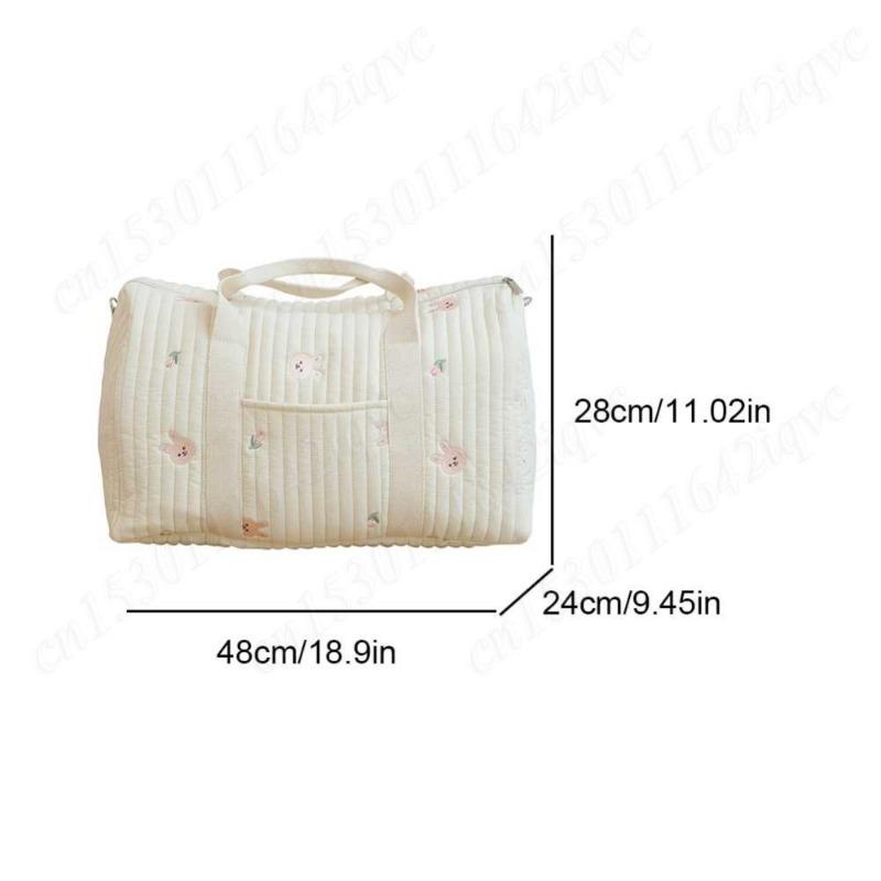 Baby Diaper Bag Embroidered Nappy Organizer Messenger Bag Cute Cartoon Shoulder Bag with Zipper Luggage Tote Bag for Travel