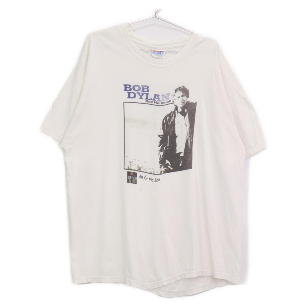 HANES 90's White Bob Dylan Print T-Shirt Tops XL whiteUsed