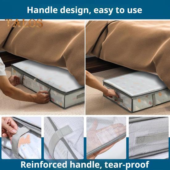 Aufbewahrungsbehälter für unter das Bett, mit Reißverschluss, transparentes Design, große Kapazität, staubdicht, für Kissen, Steppdecken, Kleidung