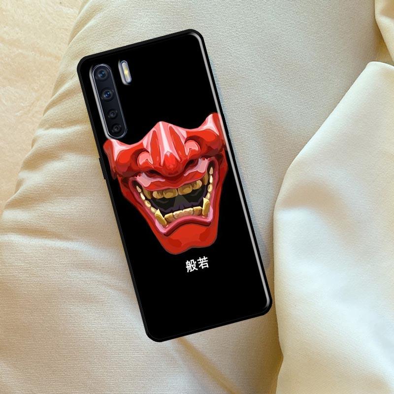 Japanese Oni Hannya Demon Mask Case For Oppo A60 A80 A40 A15 A16 A17 A57 A94 A74 A54 A76 A96 A18 A38 A58 A78 A98 A6 A5 Pro