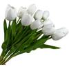 Set of 12 White Tulips Artificial Flowers Real Touch with Long Stems Faux Realistic Tulips Flowers 20 Inches That Look Real for Home Office Wedding