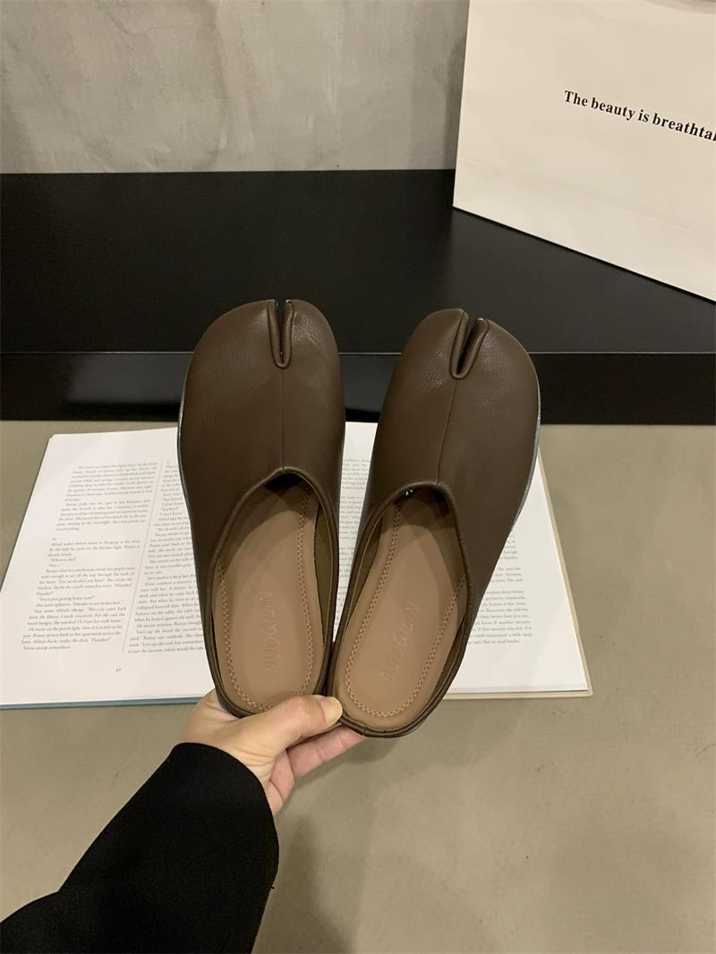 

Дизайнерські нішеві черевики з роздвоєним носком, м якою підошвою, одношарові, жіночі, напівчовники, осінньо-зимові, плоскі лофери, черевики Doudou 38