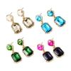 Contemporary Square Shape Earrings Crystals Accent Metal Everyday Elegant for Parties and Professional Settings