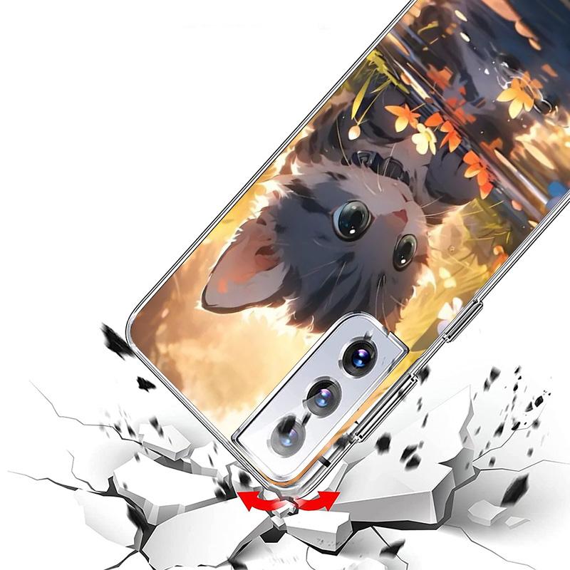 Cartoon Cute Cat Fish Aesthetic Phone Case For Samsung Galaxy S26 S25 Edge S24 S23 FE S22 Ultra S21 Plus S20 + Fundas Cover Coqu