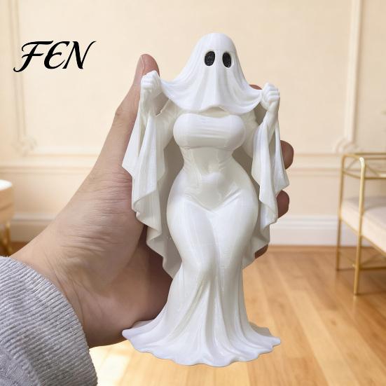 3D Printed Figurine Ghost Lady Ornament, Durable PLA Printing Halloween Figure, Smooth Surface Collectible Full of Mystery Collectible, for