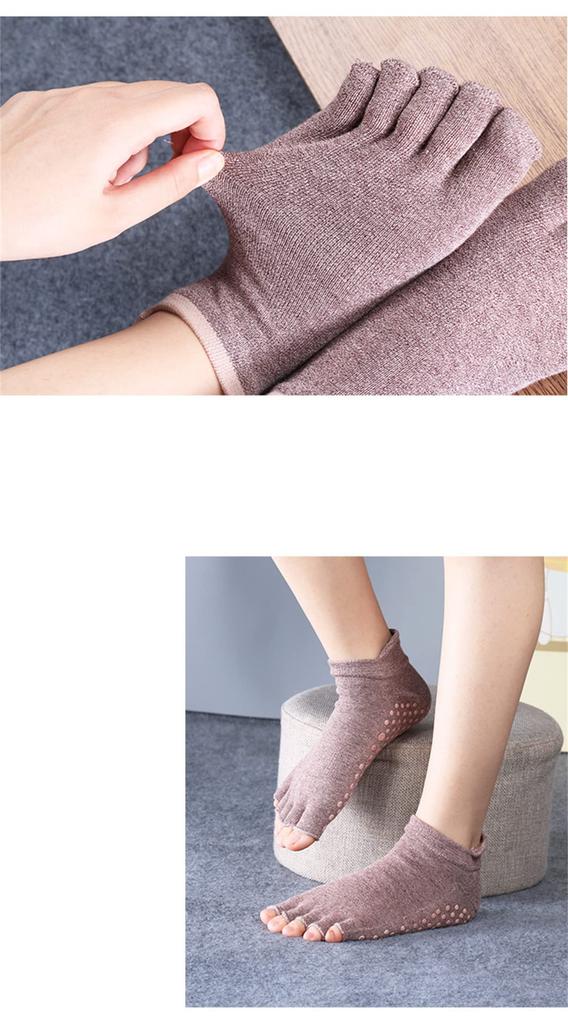 Yoga Socks with Socks for Sports and Sizes Set of 4 Win.Deeper Women's Five-Toe Non-Slip Outdoors, 22-25cm, (Set F)