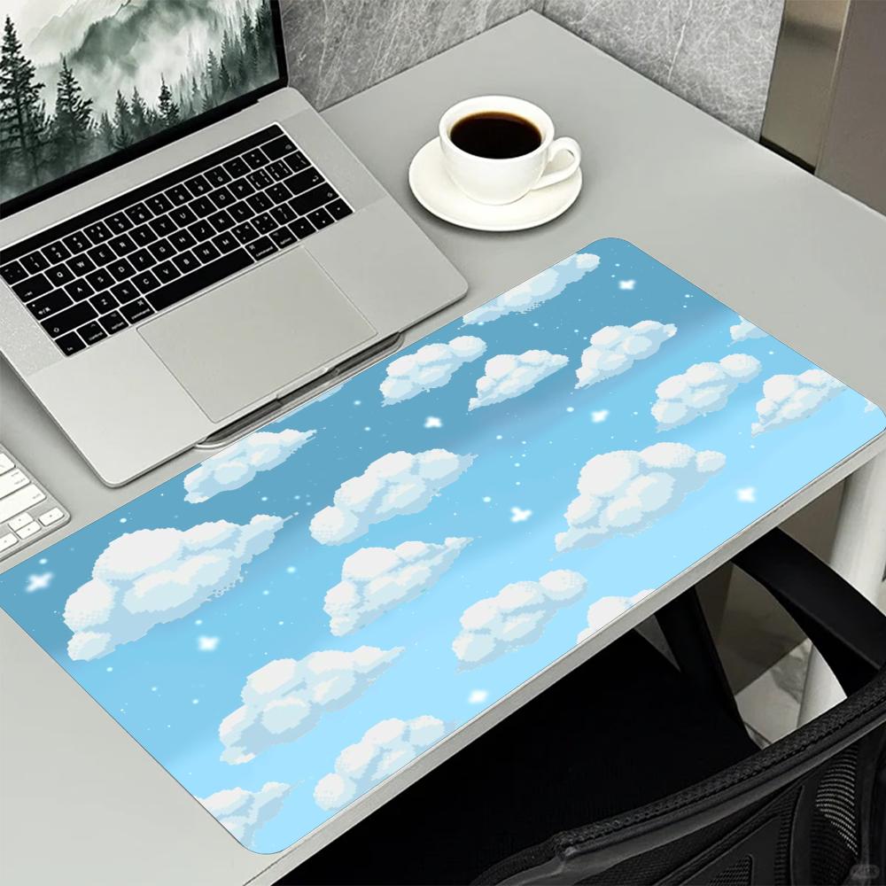 Pastel Blue Sky Cloud Star Gaming Mousepad NonSlip Rubber Desk Mat Dreamy Soft Aesthetic Art For Laptop Pc Gaming And Daily Use