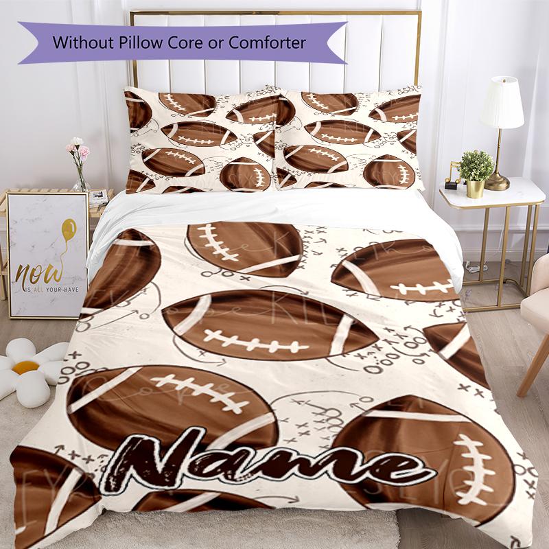 3pcs Custom Name American Football Bedding Set Duvet Cover Closure Includes 1 Duvet Cover & 2 Pillowcases, Soft and Comfortable for All Seasons.