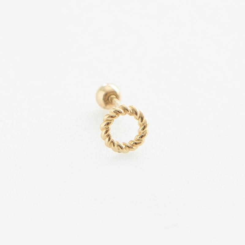 LUNNE 14k Twisted Round Piercing Earrings (14k Gold) S14