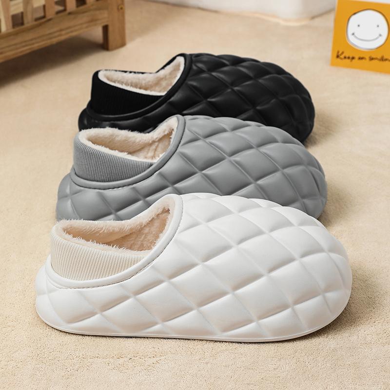 Winter Slippers Fashion Round Toe Bag Couple Cotton Shoes Large Size Home with Luxury Slippers Female Warm Indoor Slippers New