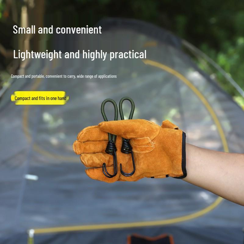 Outdoor Tent Accessory Set: 15cm Elastic Ropes, Buckles, Ground Stakes for Secure Setup