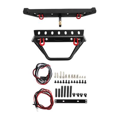 RC Crawler Støtfanger Svart Foran og Bak Støtfanger med Vinsjfeste Sjakler LED-lys for Axial SCX10