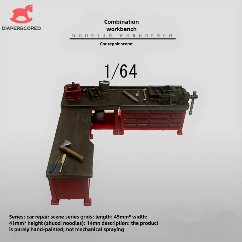 1/64 Diy Car Repair Workbench Model Garage Workshop Scene Display Prop Sand Table Scene Ornaments Collection Gifts