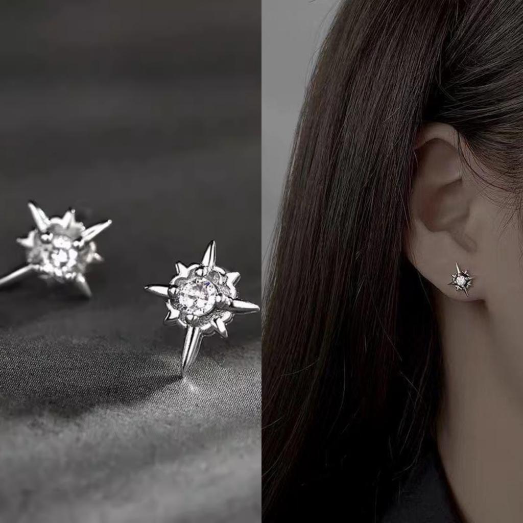 Unisex Stainless Steel Vintage Gothic Punk Cubic Zircon Stud Earrings for Men Women Hypoallergenic Surgical Steel Jewelry Gifts