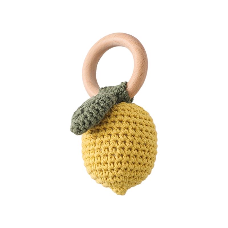 1 Stuks Baby Rammelaar Speelgoed Haakwerk Citroen Peer Speen Armband Houten Bijtring Baby Mobiel Kinderwagen Ledikant Houten Speelgoed Pasgeboren Cadeaus