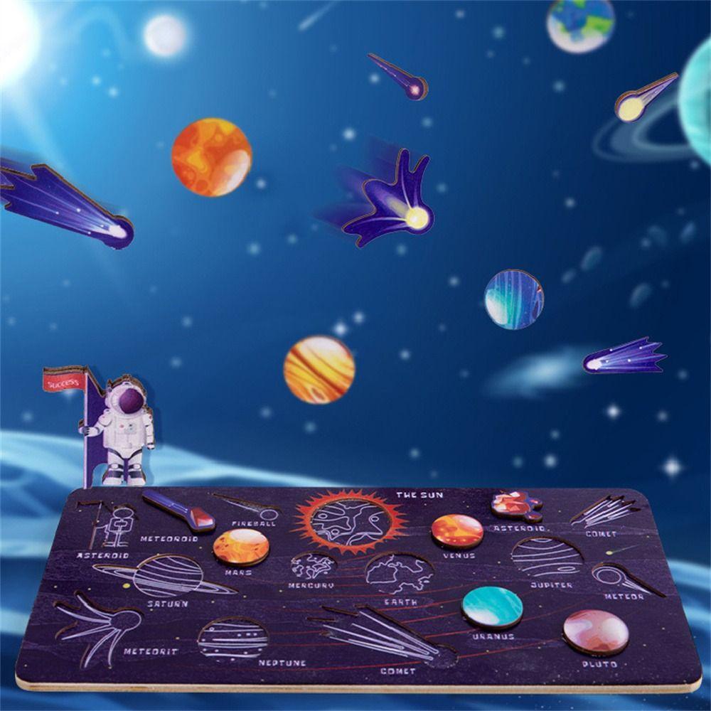 Girl Universe Planet Matching Science Solar System Puzzle Wooden Puzzle Jigsaw Tray Planet Puzzles