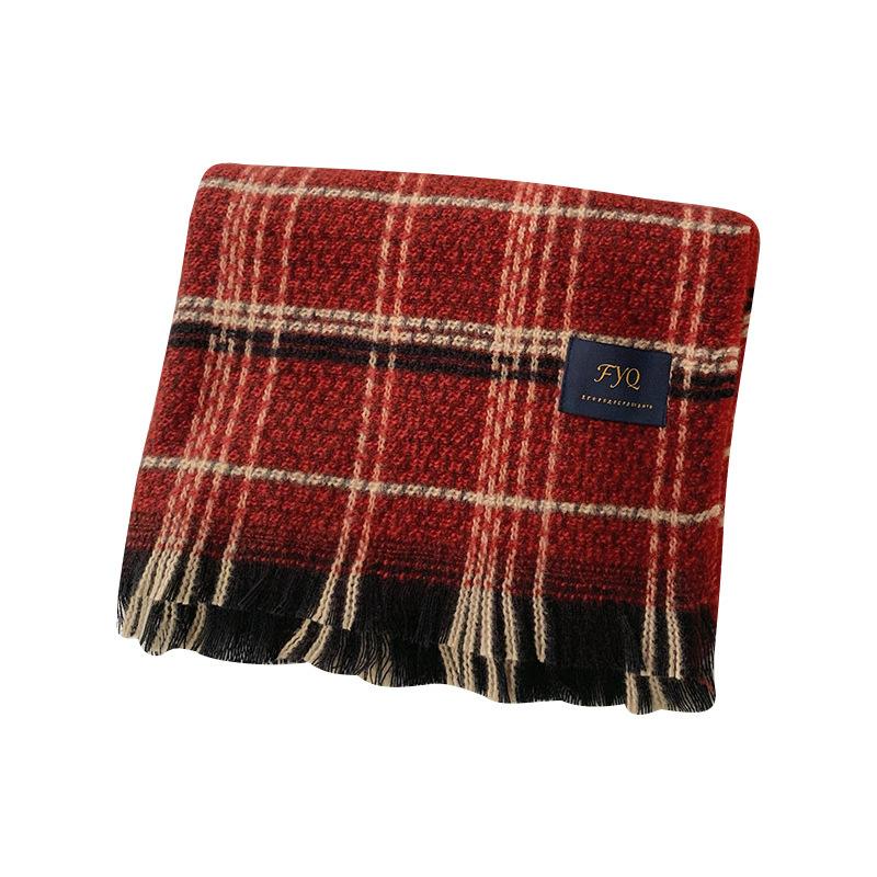 Red Plaid Christmas Scarf Women's Winter Thickened Warm Fashion Winter Versatile Korean Atmosphere Scarf
