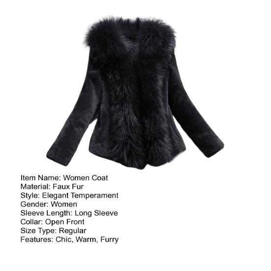 Women's Fuzzy Winter Coat Faux Fur Trim Warm Jacket Open