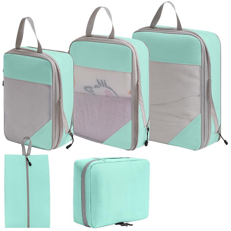 7-Piece Travel Compression Organizer Set for Clothes, Shoes, and Cosmetics
