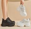 Fashion 8cm Air Mesh Genuine Leather Comfy Hollow Women Chunky Sneaker Ankle Boots Summer Platform Wedge Flats Breathable Shoes