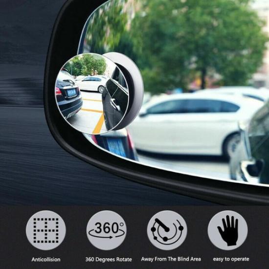 Universal 2PCS Wide Angle Convex Rear Side View Blind Spot Mirror 360° for Car