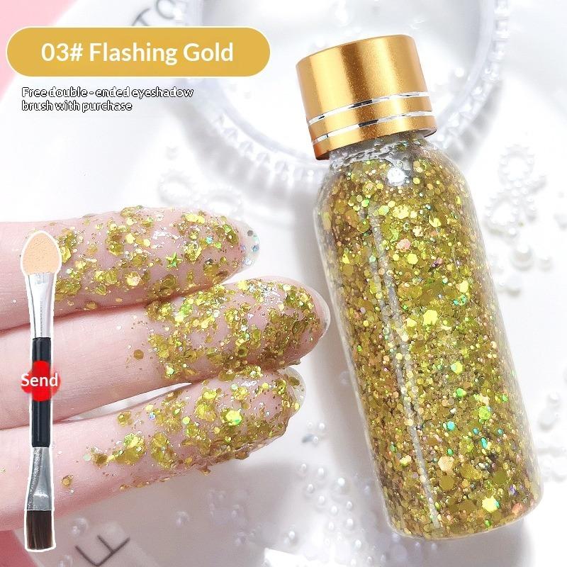 Funkelnde Flüssigkeit Große Pailletten Explosion Bühnen Make-up Performance Haare Gesicht Kleberfreies Gel Glitzer Lidschatten Make-up