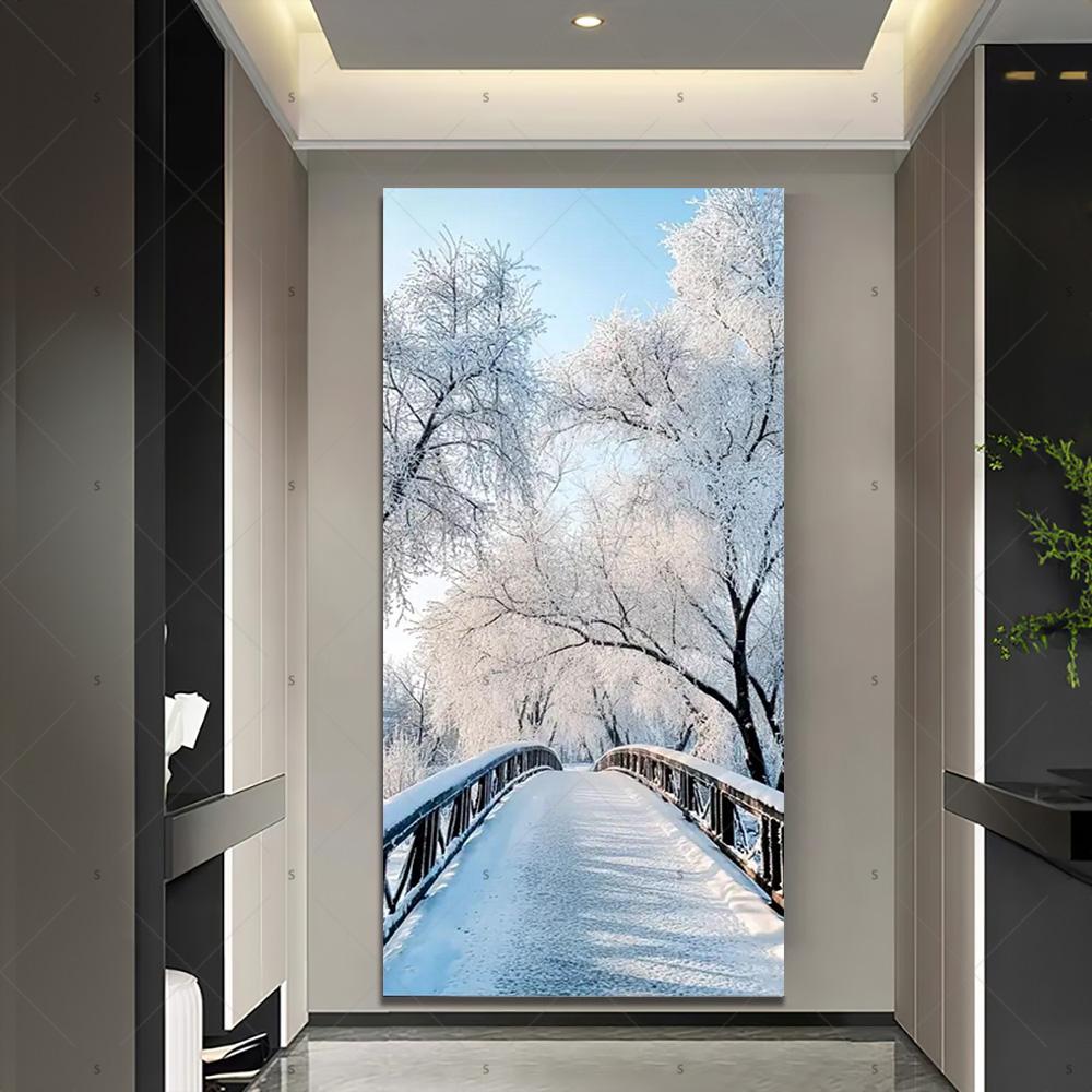 Copertura per Porta Scena Invernale con Neve Sfondo Fotografia Foresta Bianca Forniture Decorazioni Festa di Natale Interno Esterno