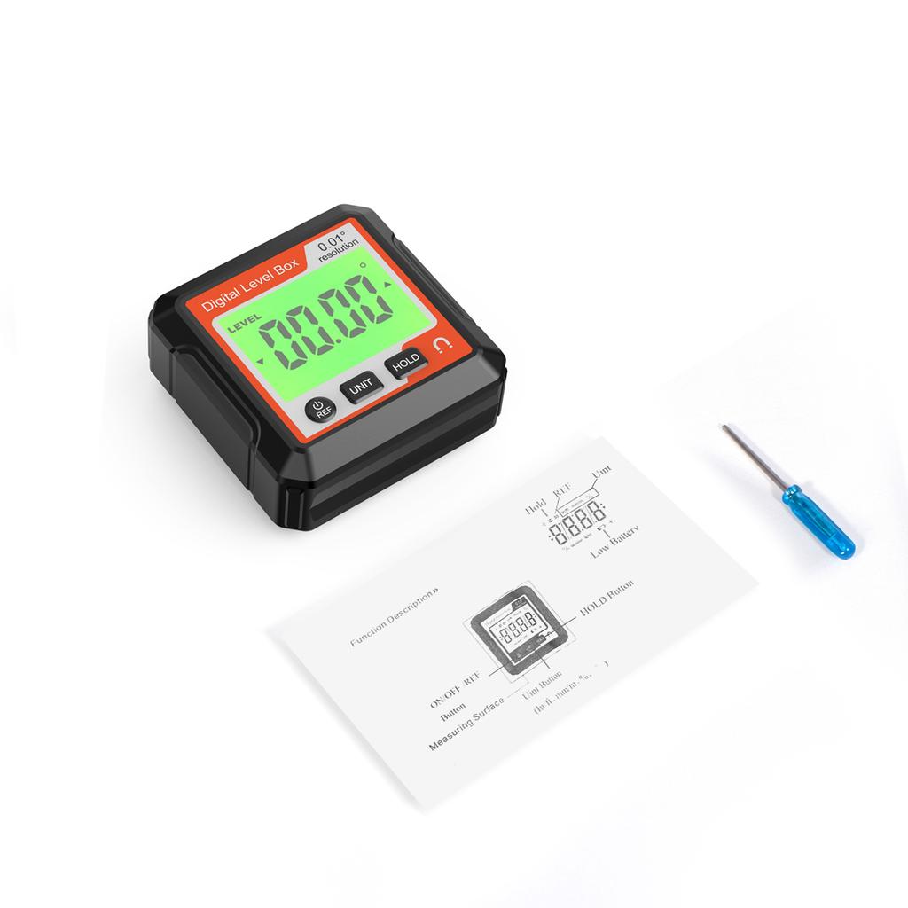 Digital Angle Finder Gauge W/ Magnetic Base and Backlit LCD Display Angle Ruler 4 of 90 Degree Digital Level Box for Woodworking