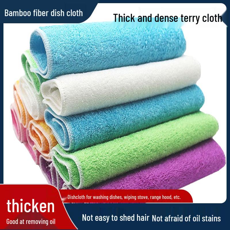Premium Bamboo Fiber Dishcloth: Double-Layer, Thickened, Absorbent, Oil-Removing, Anti-Shedding, Non-Stick. 16x18cm Thickened белый