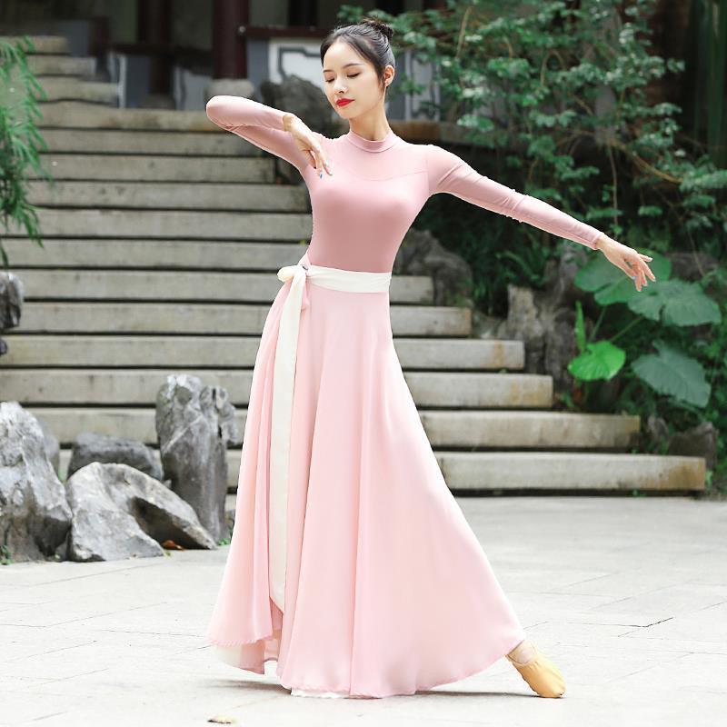 Saia Longa com Cadarço Reversível King Kong Dança Poesia Qingshan Rosa - Traje de Dança Clássica Chinesa