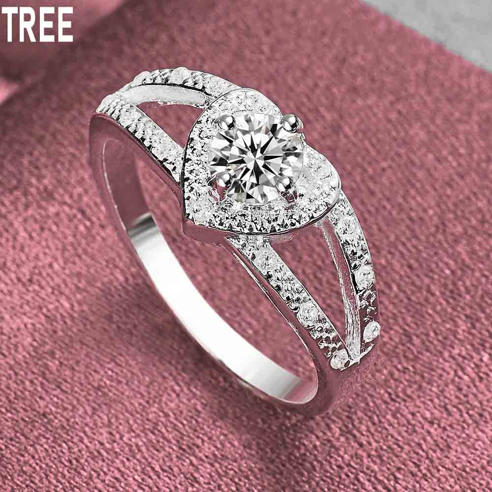 925 Sterling Silber Herz-förmigen AAA Zirkon Ring Exquisite Charme Mode Hochzeit Schmuck