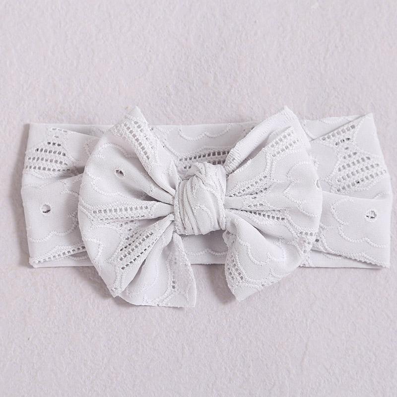 Hollow Bow Baby Headband Solid Color Nylon Elastic Wide Hairbands 0-2Year Boy Girl Bowknot Headdress Kids Hair Accessories