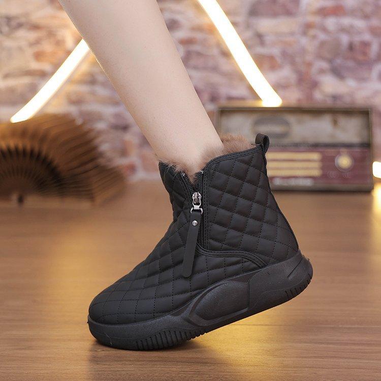 Winter samt warme verdickte Schneestiefel Damenschuhe 2024 neue Muffinsohle erhöhte Kälte und rutschfeste Mutter Baumwollschuhe