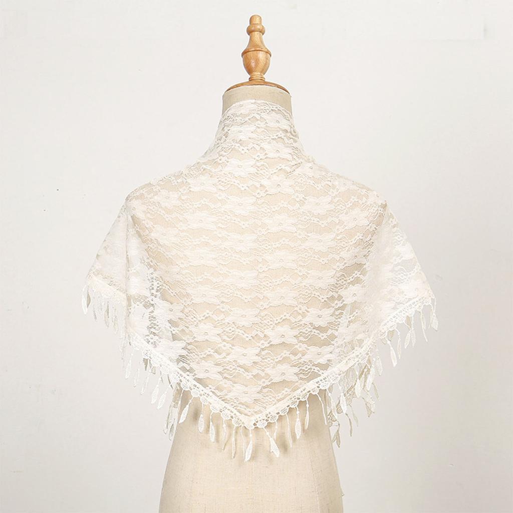 Elegant Lace Shoulder Wrap Triangular Scarf With Tassels And Flower Pattern For Women Great For Weddings And Travel