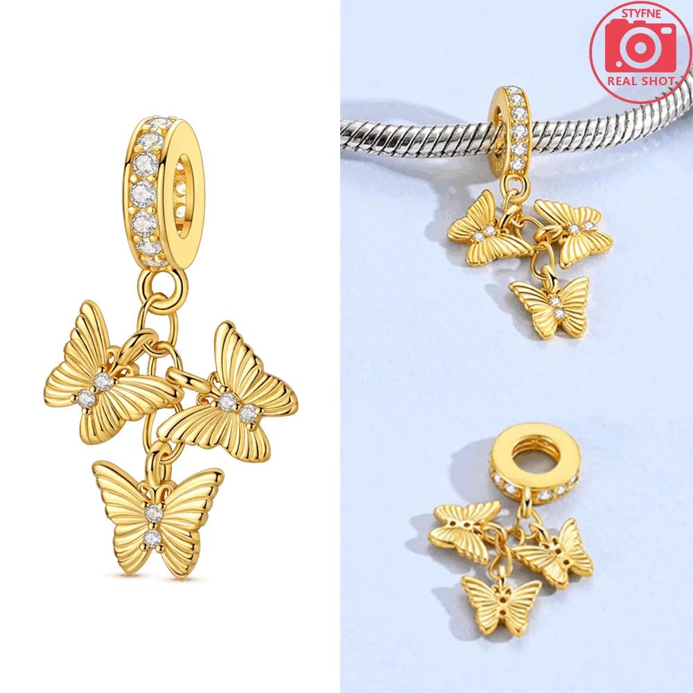 Original Copper Gold Air Balloon Colorful Zircon Pendant Beads Fit Bracelet Butterfly Tassel Elephant Gift Diy