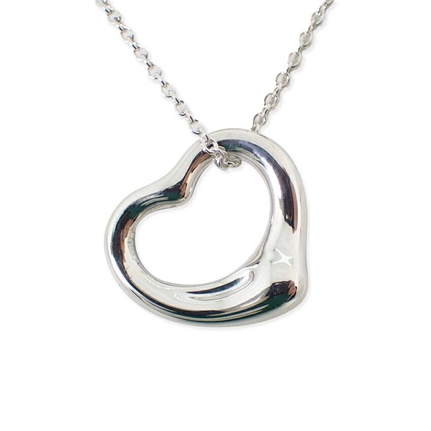 

Pre-owned Tiffany & Co. Silver 925 Open Heart Pendant Necklace j42-8