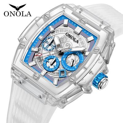 ONOLA Luminous Square Watch: Transparent Youth Style, Men's TikTok Fashion