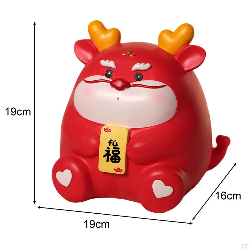 Chinese Dragon Figurine Piggy Bank - Handcrafted Artwork for Home Decor