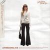 unifree Retro Colorblock Distressed Flared Casual Pants